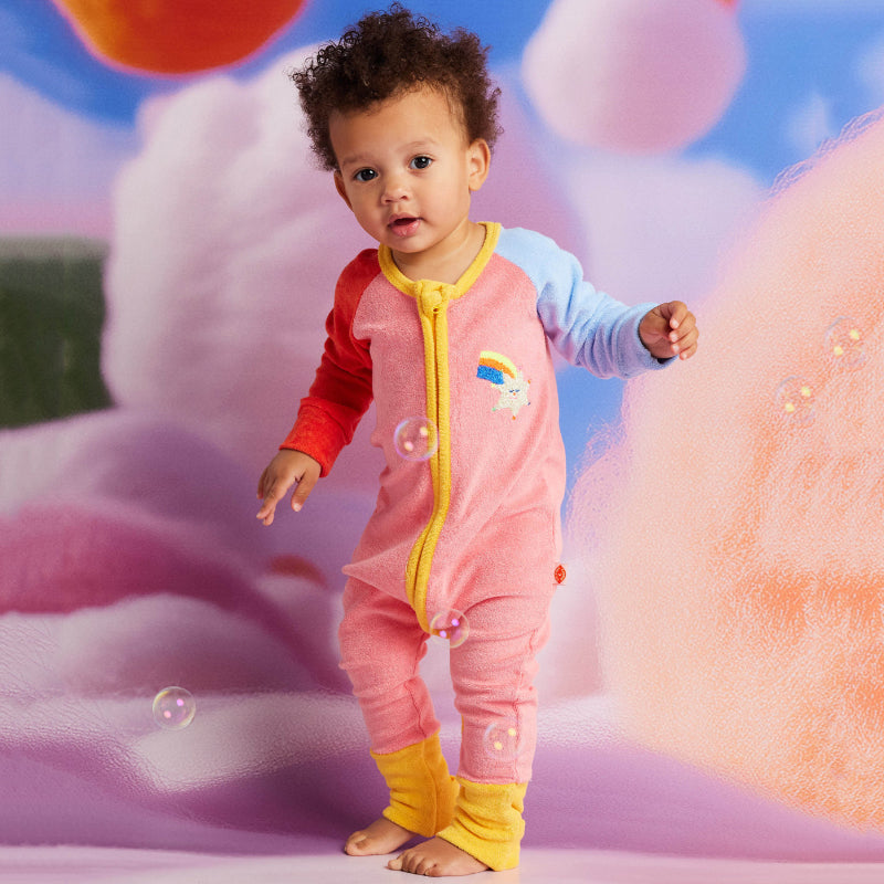 Halcyon Nights Long Sleeve Terry Romper - Stars Pink