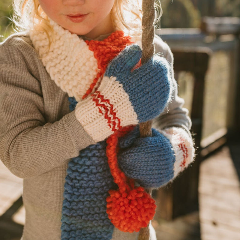 Acorn Teddy Scarf Blue/Red