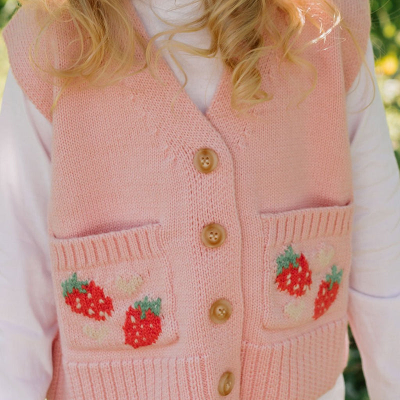 Acorn Merino Vest - Strawberry Fields