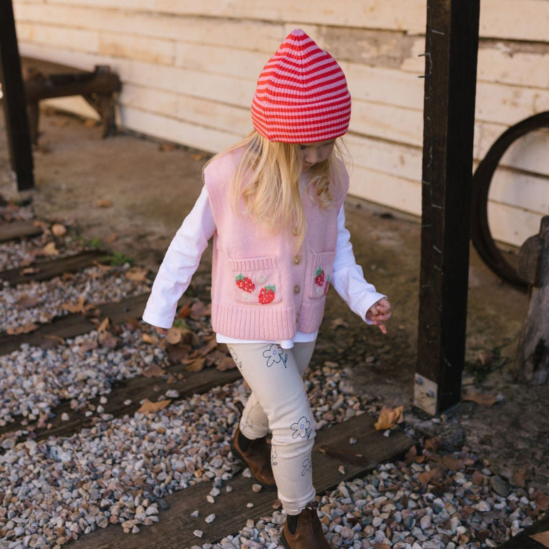 Acorn Berlin Merino Beanie Pink/Red Stripe