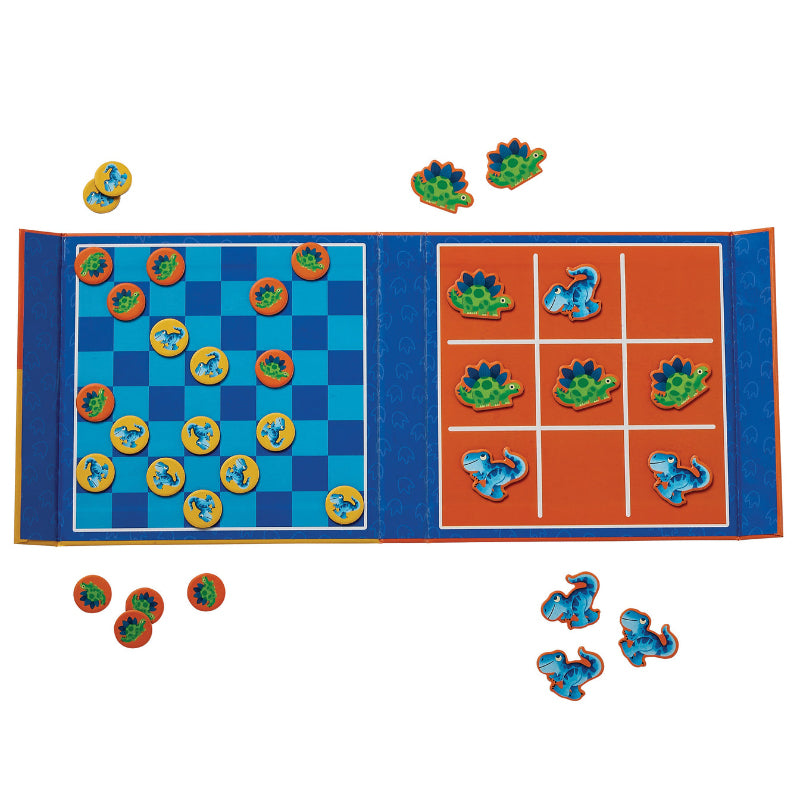 Tiger Tribe Magnetic Game - Tic Tac Toe & Checkers - Dino