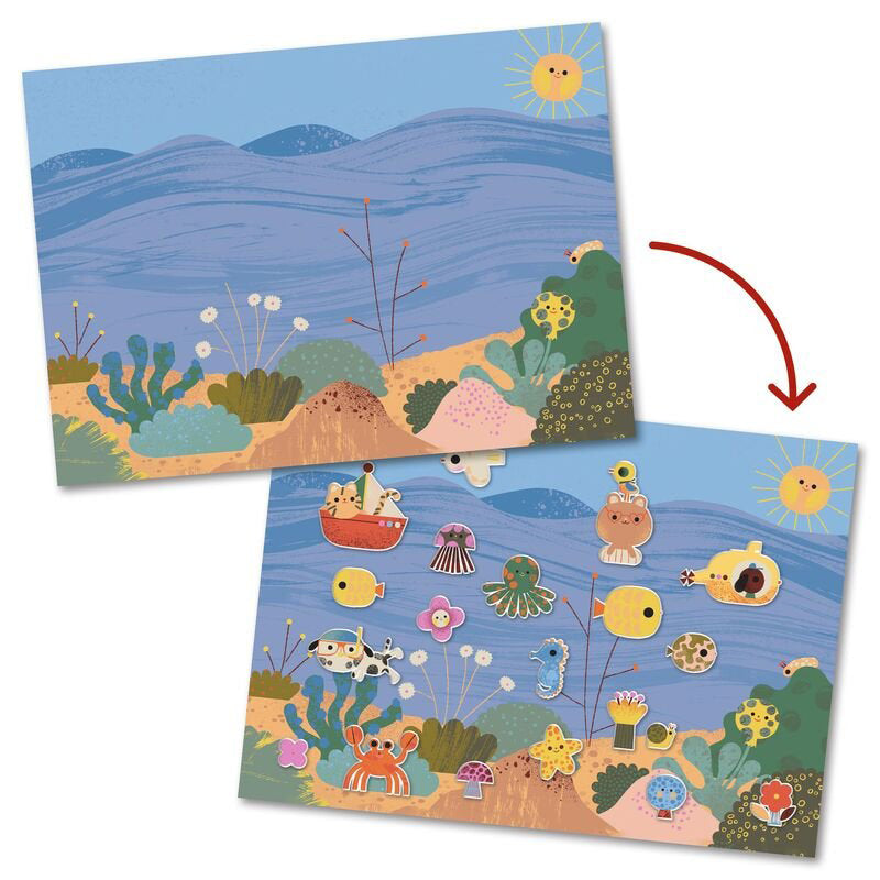 Djeco 30PC Reuseable Puffy Stickers - Summertime