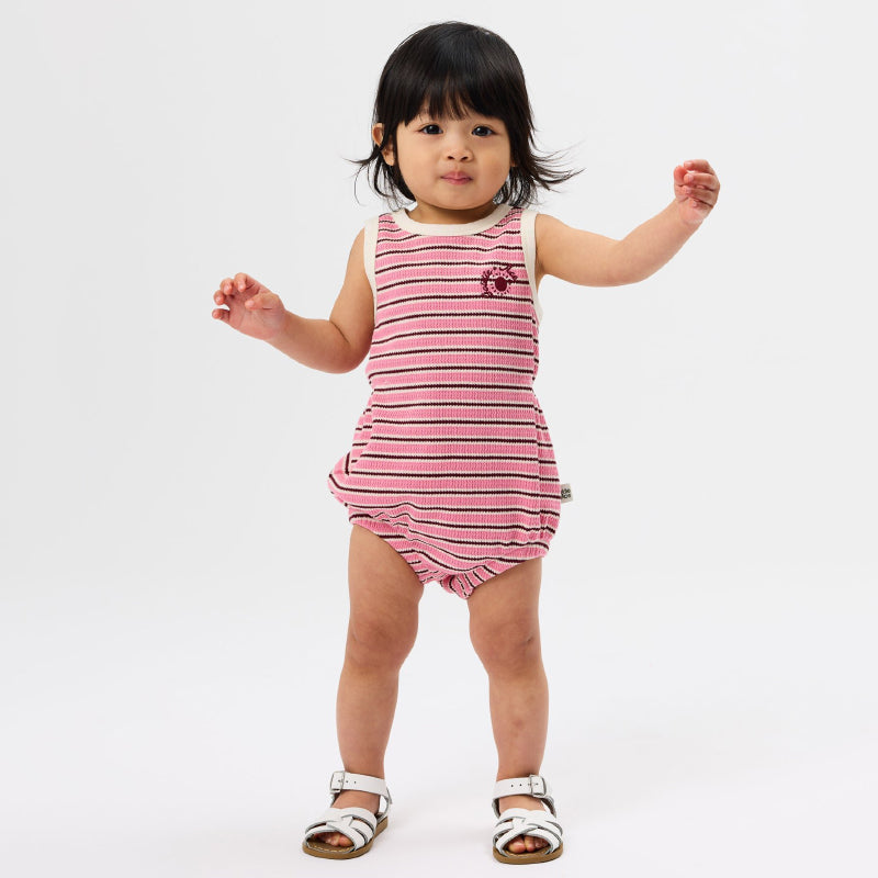 Goldie + Ace Waffle Bubble Romper - Pink