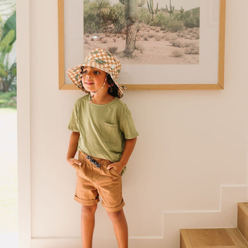 Acorn Wide Brim Hat - Crocodile Checks