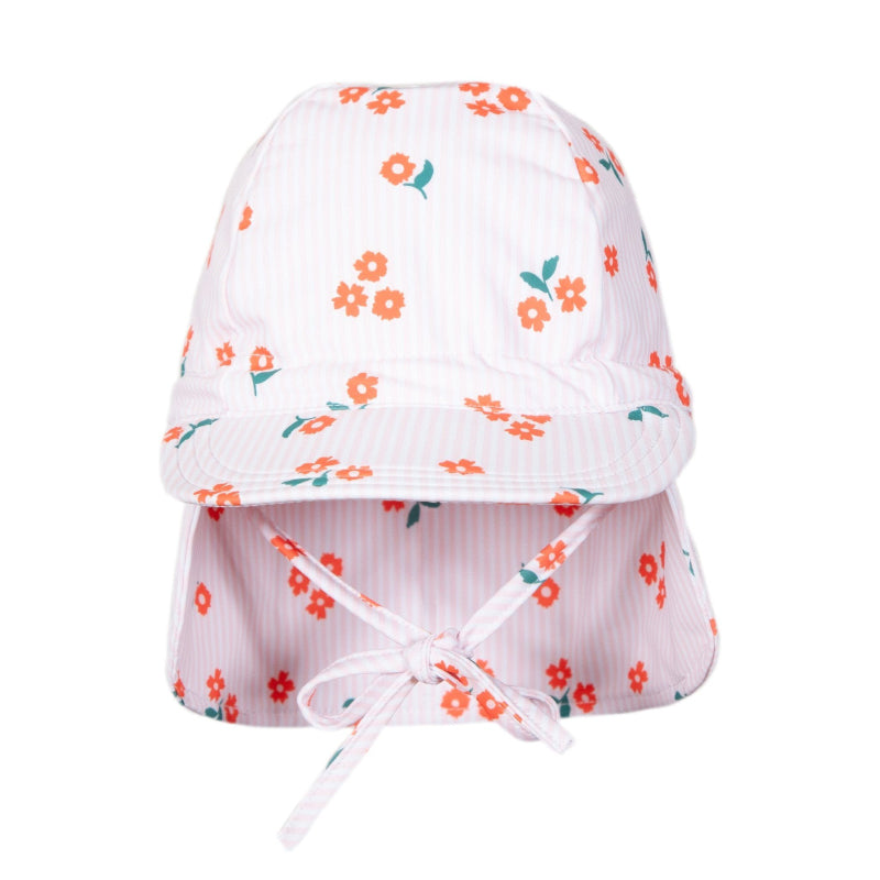 Acorn Swim Flap Cap - Striped Posy