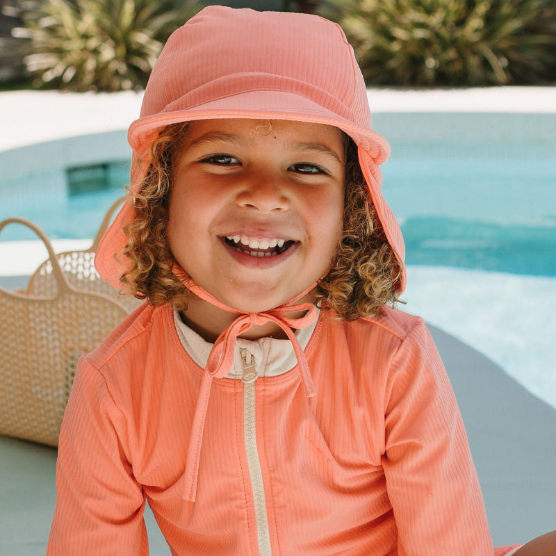 Acorn Swim Flap Cap - Neon Coral