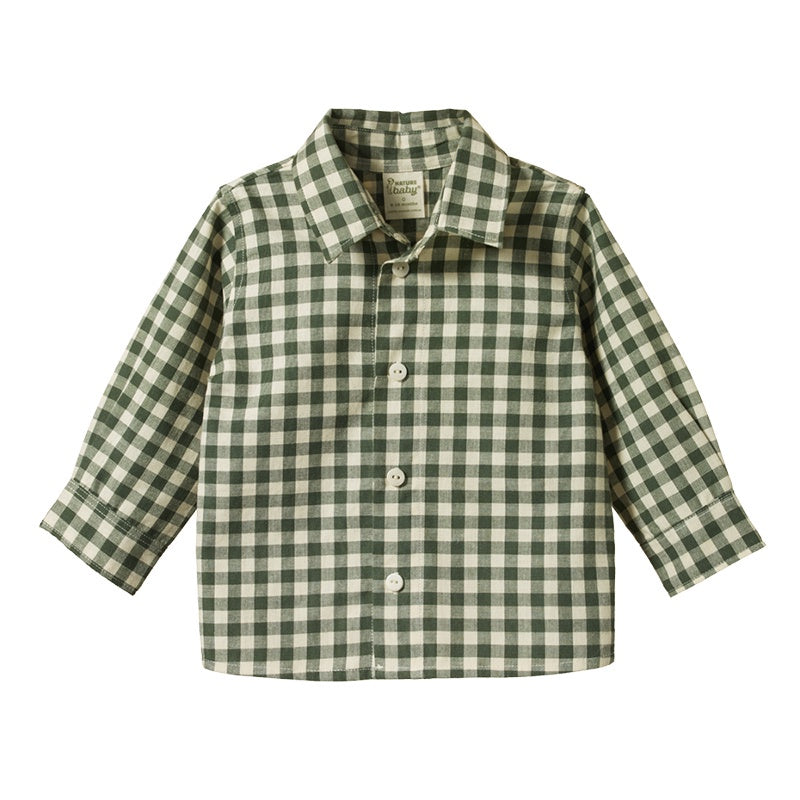 Nature Baby Ira Button Up - Thyme Check