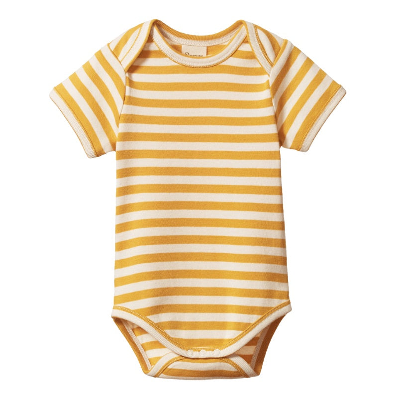 Nature Baby Short Sleeve Bodysuit - Golden Sea Stripe