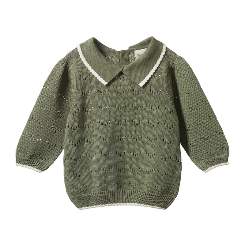 Nature Baby LS Maeve Polo - Green Pointelle