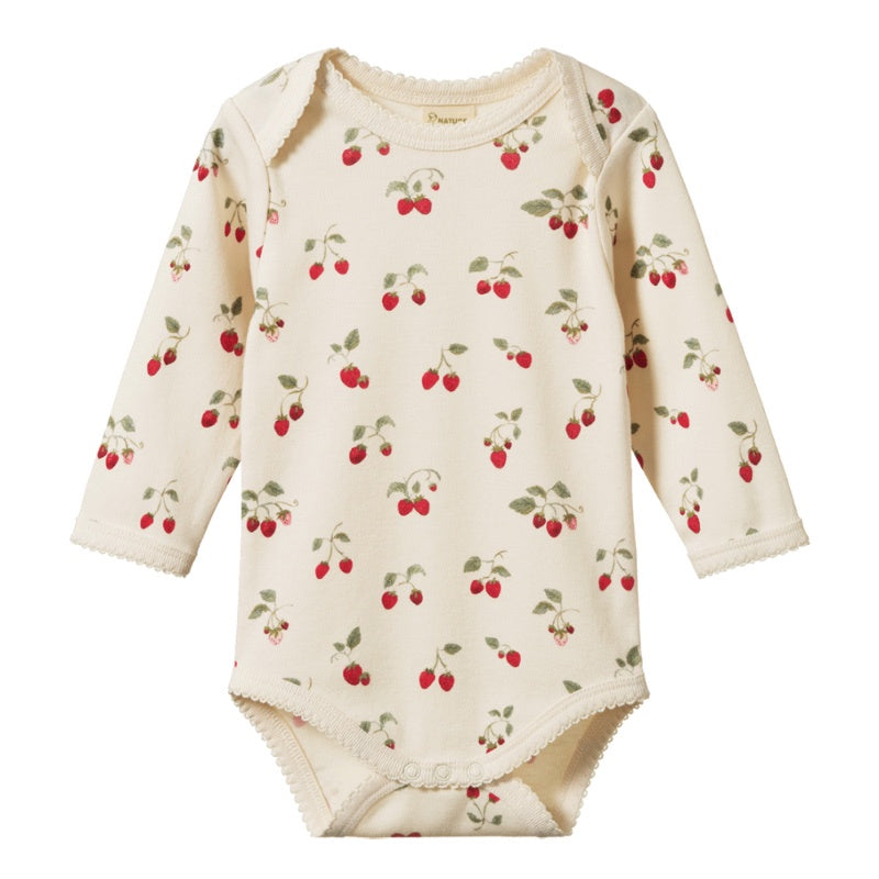 Nature Baby Long Sleeve Bodysuit - Strawberry Blush