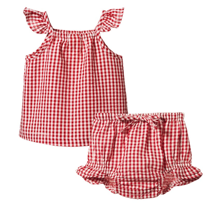 Nature Baby Petal Set Gingham - Red Check