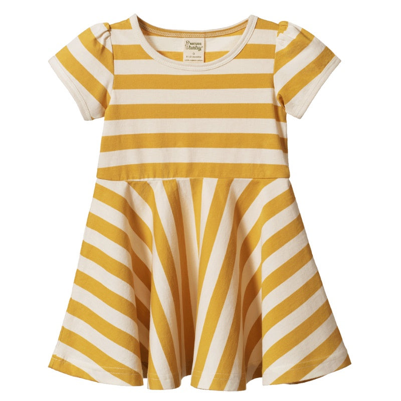 Nature Baby Seaside Dress - Golden Sea Stripe