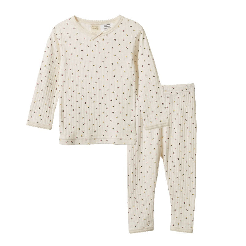 Nature Baby 2PC LS Pj Set - Pointelle Aster Floral