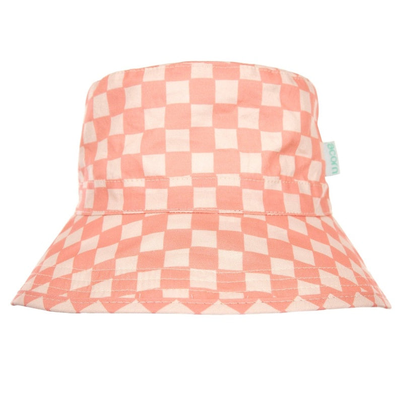 Acorn Broad Brim Hat - Pink Checks