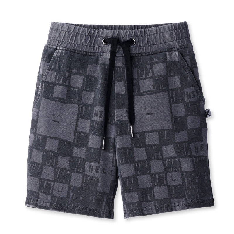 Minti Sketchy Grid Short - Grey Wash