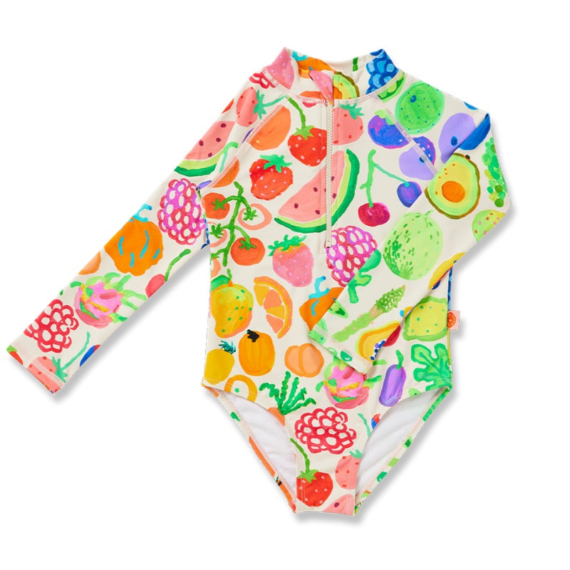 Halcyon Nights Long Sleeve Zip Bather - Eat The Rainbow