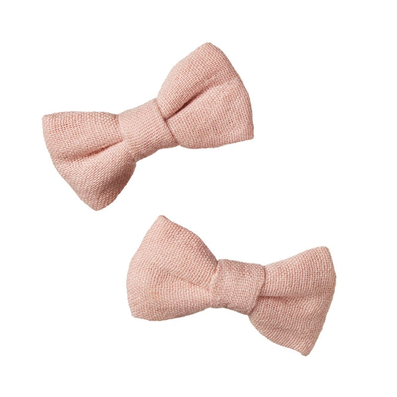 Nature Baby Bow Hair Clips 2PK - Rose Dust Crinkle