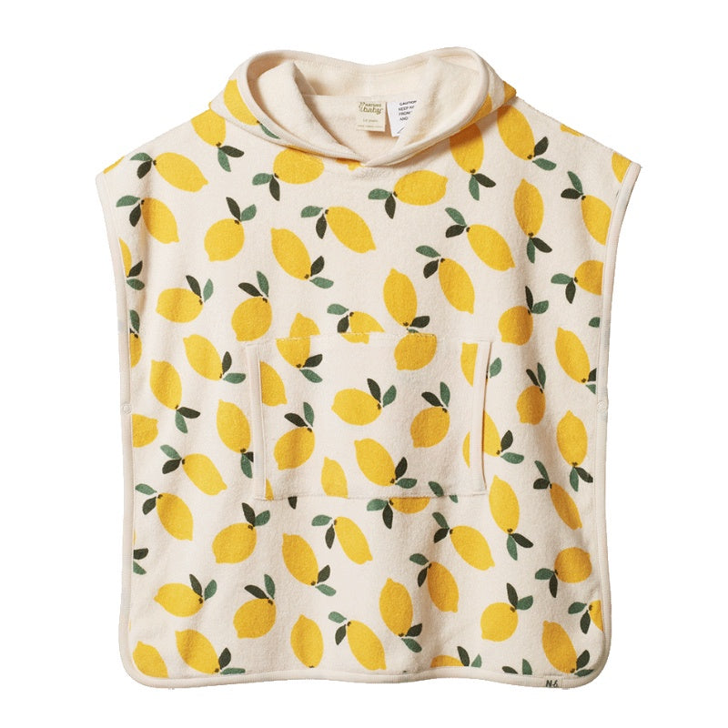 Nature Baby Organic Cotton Poncho Towel - Lemon Print