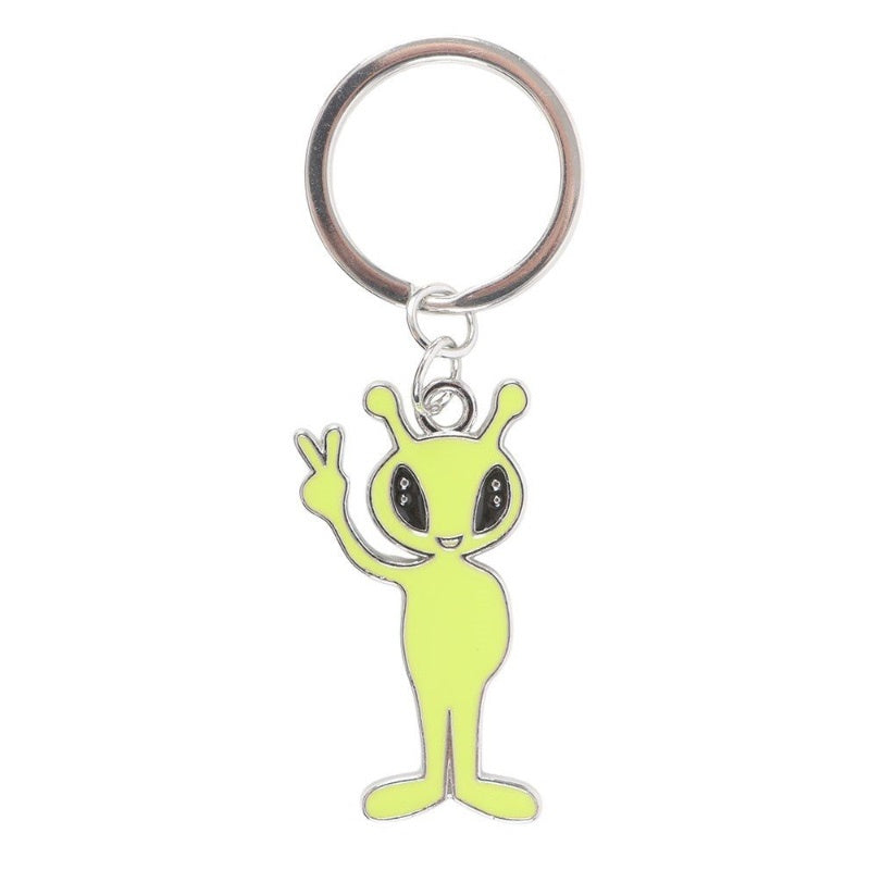 Metal Enamel Keyring - Glow In The Dark Alien