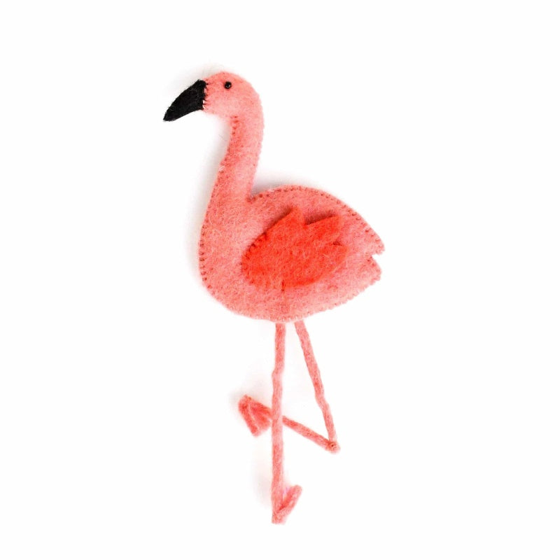 Felt Finger Puppet - Flamingo