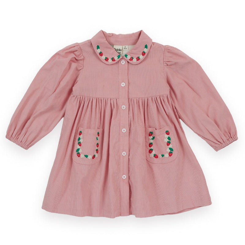 Goldie + Ace Corduroy Collar Dress - Wild Strawberry