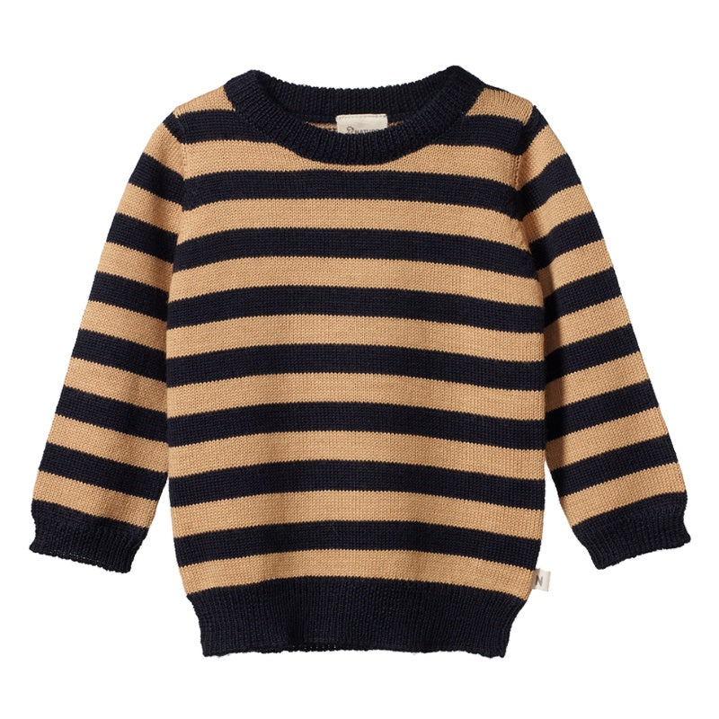 Nature Baby Merino Pullover - Navy/Caramel