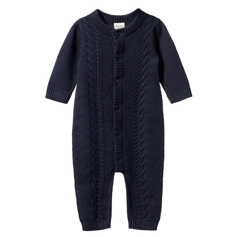 Nature Baby Lou Suit - Navy Cable Knit