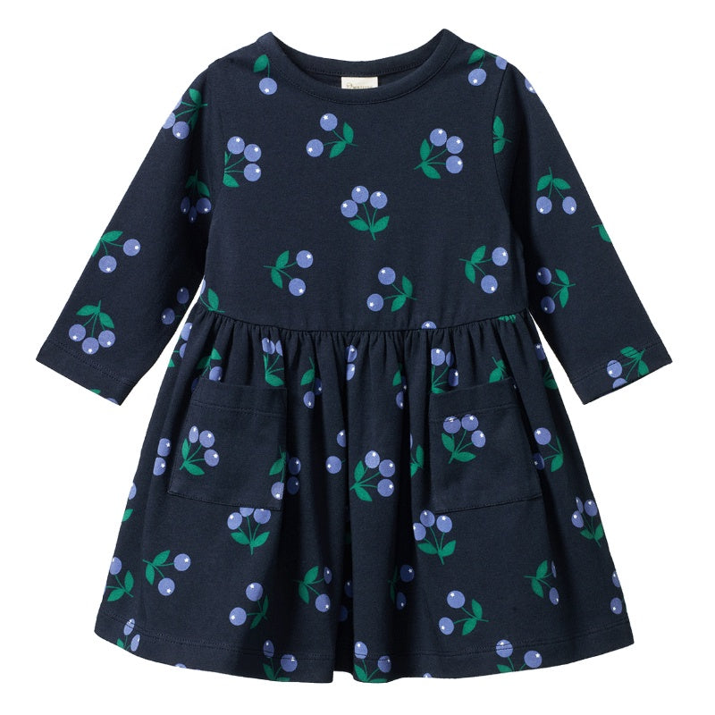 Nature Baby Long Sleeve Twirl Dress - Winter Berry Navy