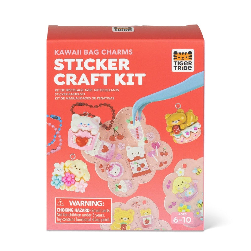 Tiger Tribe Sticker Craft Kit - Kawaii Bag Charms