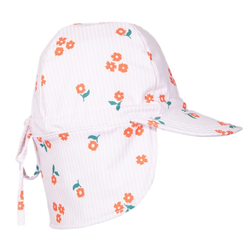 Acorn Swim Flap Cap - Striped Posy