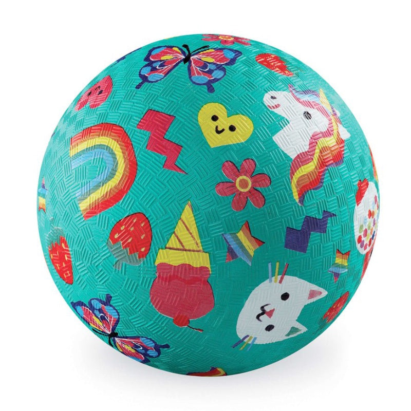 5 Inch Playground Ball - Smiley (Aqua)