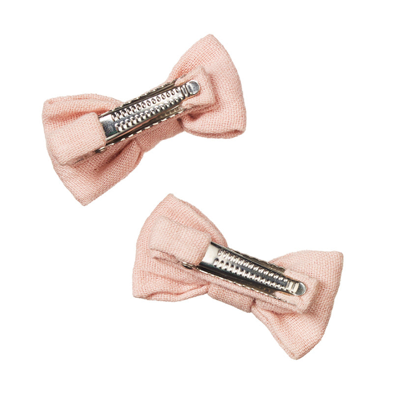 Nature Baby Bow Hair Clips 2PK - Rose Dust Crinkle