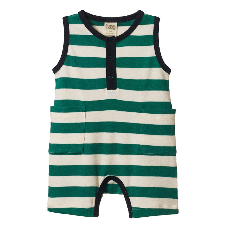 Nature Baby Camper Suit - Peppermint/Navy Stripe