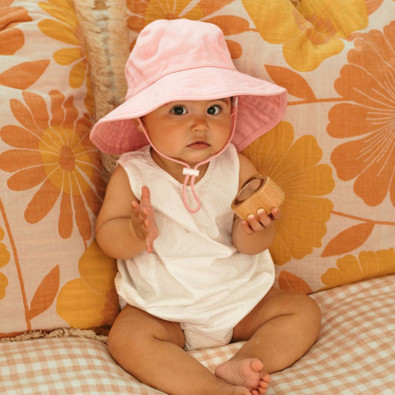 Acorn Wide Brim Infant Hat - Pink