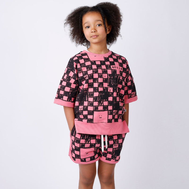 Minti Sketchy Grid Short - Pink