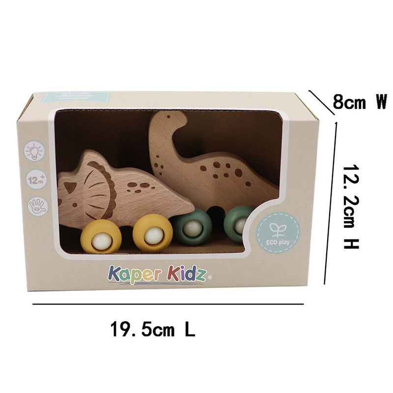 Wooden Dinosaur Movers - Triceratops & Diplodocus