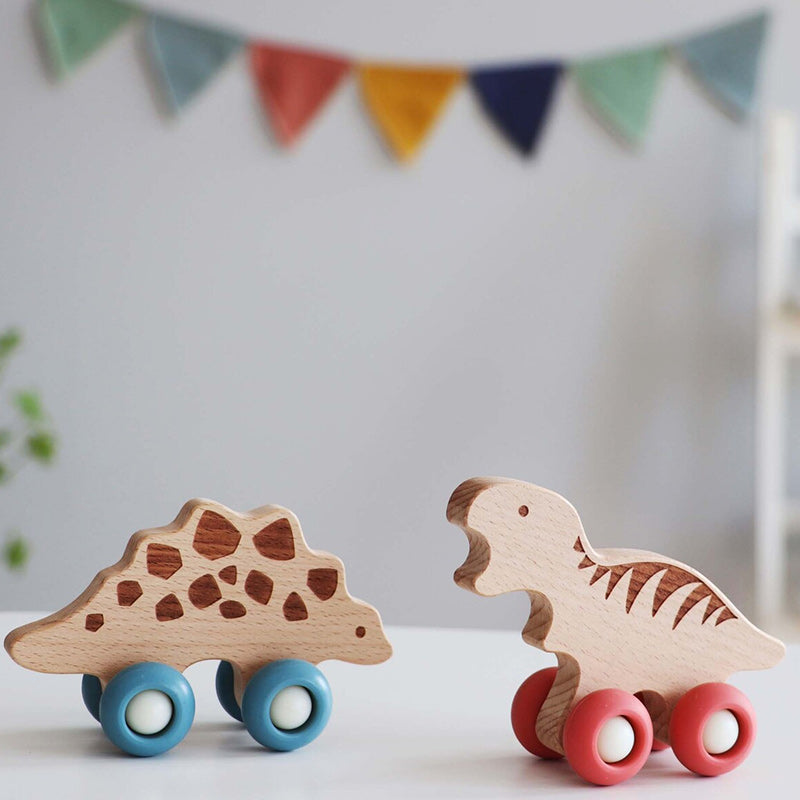Wooden Dinosaur Movers - Tyrannosaurus & Stegosaurus