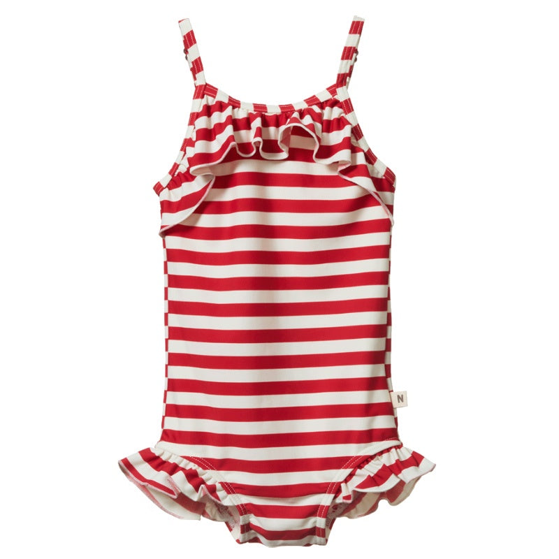 Nature Baby Frill Swimsuit - Red Sea Stripe