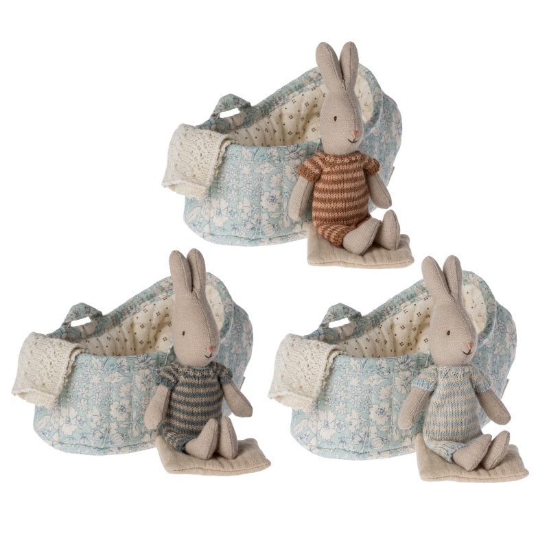 Maileg Rabbit In Carry Cot Micro Assorted
