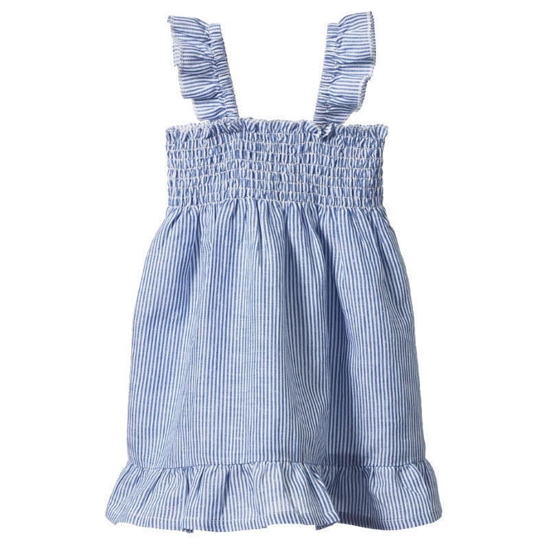 Nature Baby Gala Dress Linen - Blue Stripe