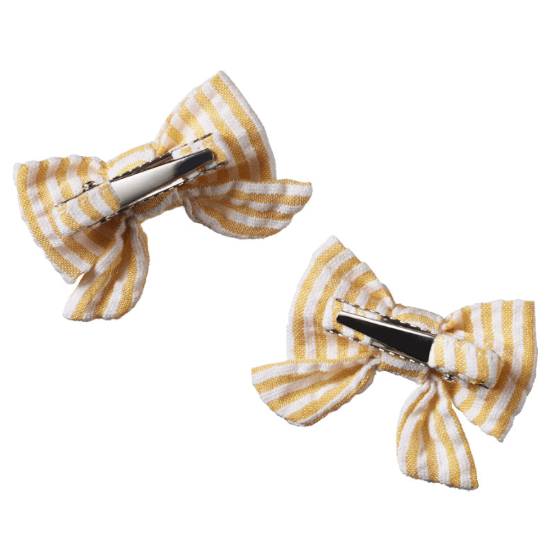 Nature Baby Bow Hair Clips 2PK - Golden Stripe