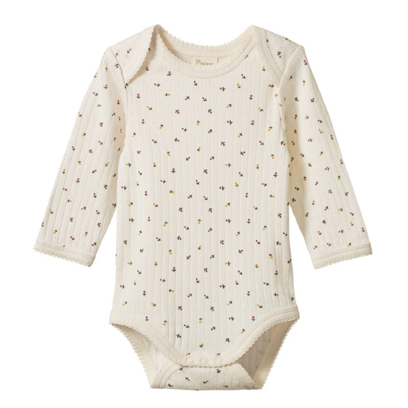 Nature Baby Long Sleeve Bodysuit - Pointelle Aster
