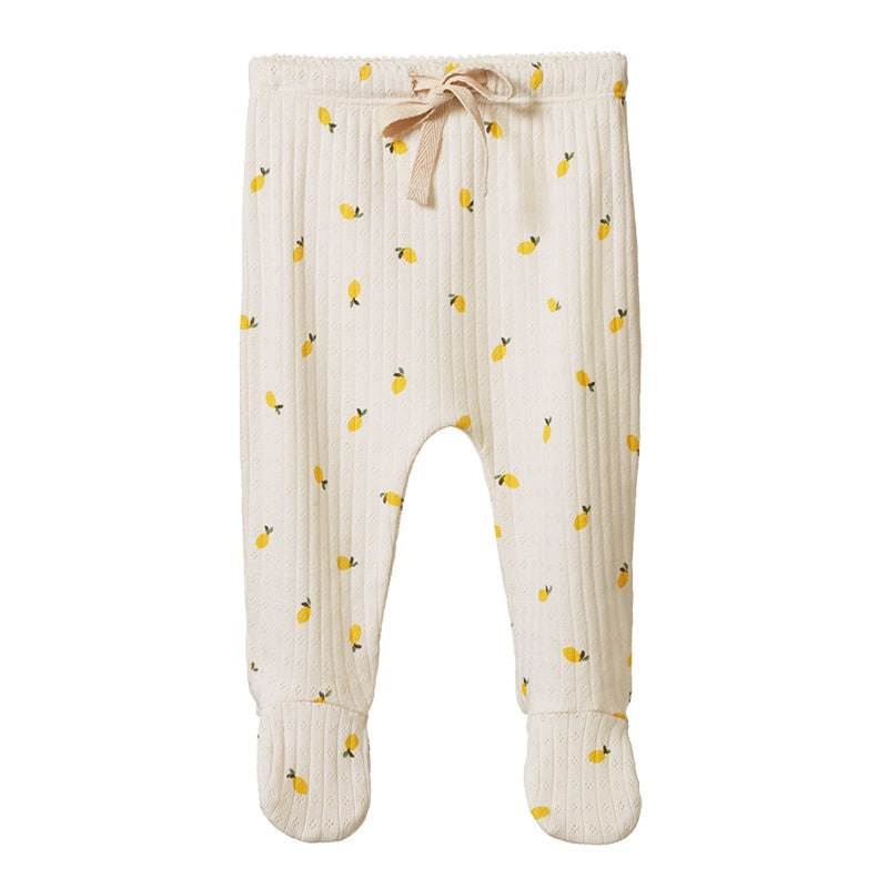 Nature Baby Footed Rompers - Pointelle Lemon