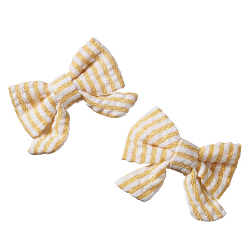 Nature Baby Bow Hair Clips 2PK - Golden Stripe