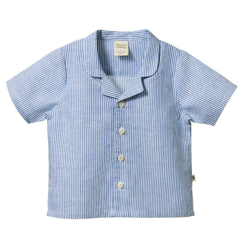 Nature Baby Guthrie Shirt Linen - Blue Stripe