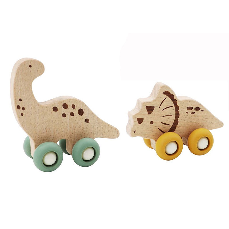 Wooden Dinosaur Movers - Triceratops & Diplodocus