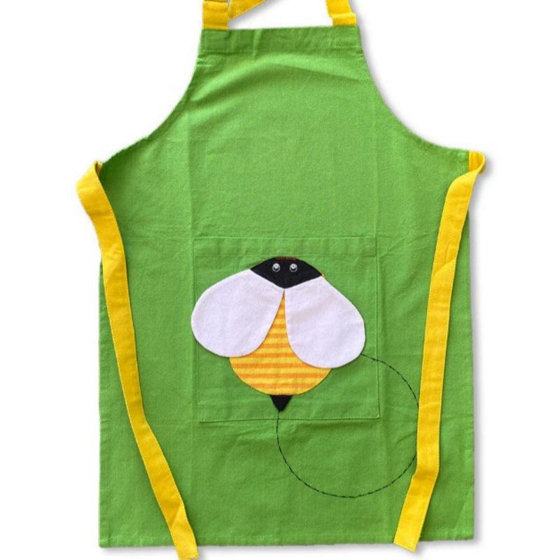 Children's Embroidery Apron - Green Bee