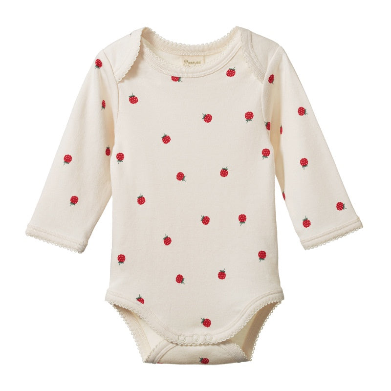 Nature Baby LS Bodysuit - Raspberry Print