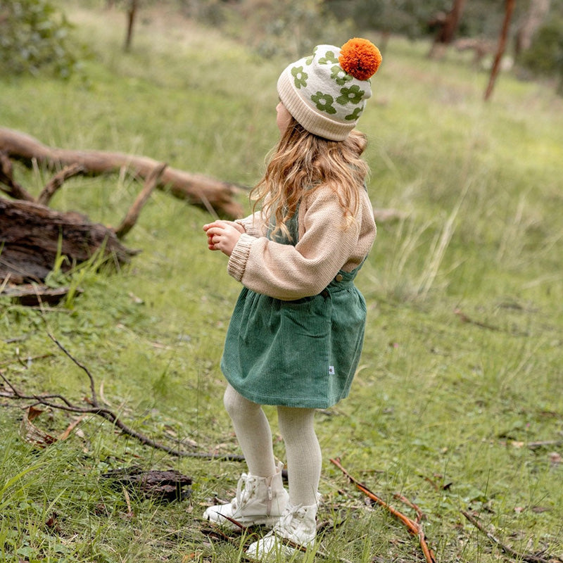 Acorn Merino Beanie - Flower Power Green