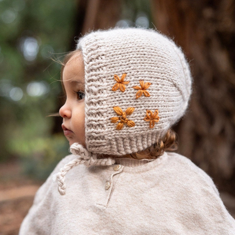 Acorn Flowers Bonnet - Oatmeal